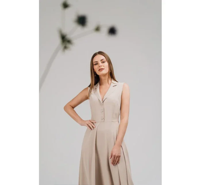 Košilové šaty ve střihu béžové model 21154751 - STYLOVE