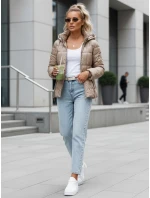 Dámská prošívaná bunda s kapucí béžová FashionStreet TY5585