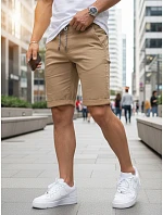 Pánské džínové šortky s lemem béžové FashionStreet SX2581