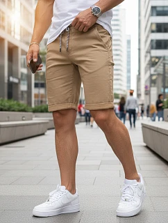 Pánské džínové šortky s lemem béžové FashionStreet SX2581