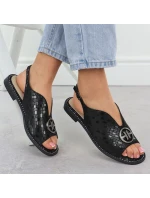 Dámské černé kožené sandály S.Barski KV51-094 Dámské černé kožené sandály S.Barski KV51-094