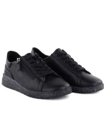 Dámské zvýšené kožené polobotky černé Jezzi 138