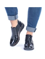 Kožené boty z hadí kůže Rieker W R474 černé Kožené boty z hadí kůže Rieker W R474 černé