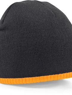 Beechfield B 44C 2-barevná pletená čepice 53.044C black/fluorescent orange
