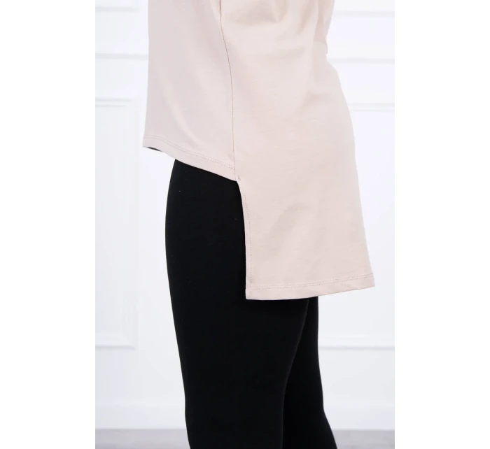 Halenka s potiskem a delšími zády béžová