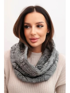 Komin dámský vlněný měkký melírovaný zimní šátek KN25 tmavě šedý