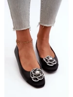 Dámské baleríny z ekologické kůže s ozdobným černé model 21666316 - Boto