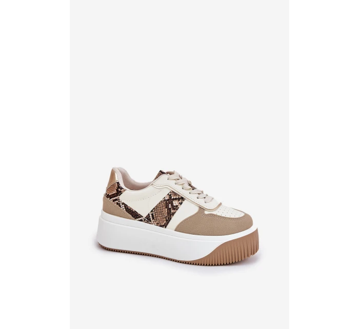 Dámské Tenisky Na Masivní Platformě Zvířecí Vzor Béžové Telanila Dámské Tenisky Na Masivní Platformě Zvířecí Vzor Béžové Telanila