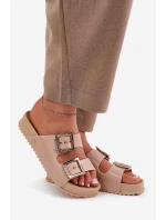 Dámské Pantofle Hladké  Béžové model 21695892 - Zaxy