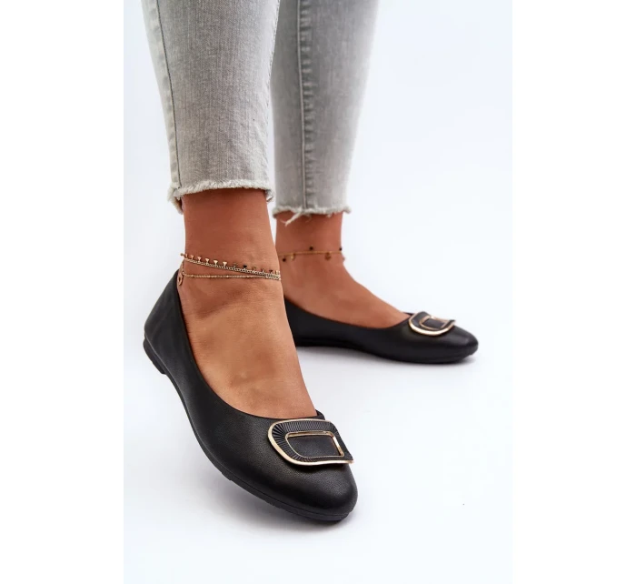 Černé balerínky z ekokůže s dekorací Enicoria Černé balerínky z ekokůže s dekorací Enicoria