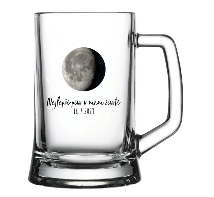 Personalizovaná pivní sklenice s měsíční fází 