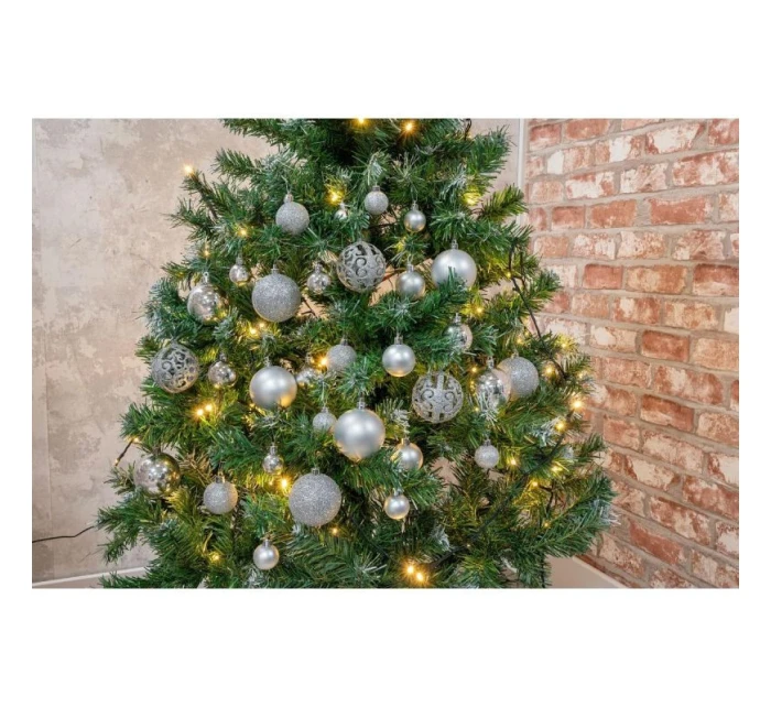 DEKORATIVNÍ PLASTOVÁ CETKA 6CM SADA 35 KS STŘÍBRNÁ