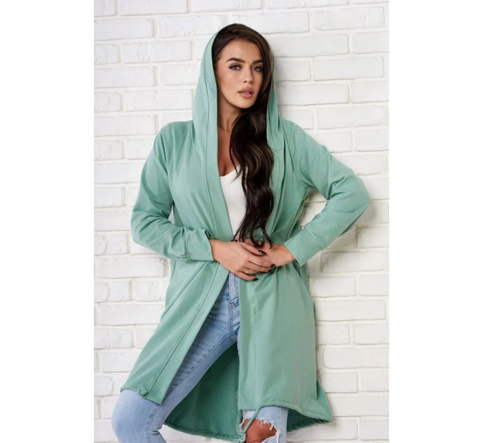 Plášť s potiskem v tmavě mátové barvě