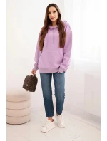 Dámská mikina s kapucí a klokaní kapsou z bavlny fialová