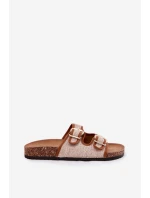 Materiálové dámské pantofle na korkové platformě s přezkami Camel Osoffe