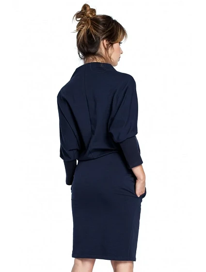 Šaty s rukávy tmavě modré model 18002399 - BeWear
