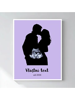 Personalizovaný magický fotoobraz v rámu - čtverec 40x50 - s párem a ultrazvukem