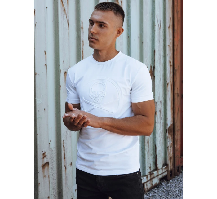 Pánské bílé tričko s potiskem FashionStreet RX5577