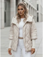 Dámská přechodná prošívaná bunda oversize light beige model 21986700 - Dstreet