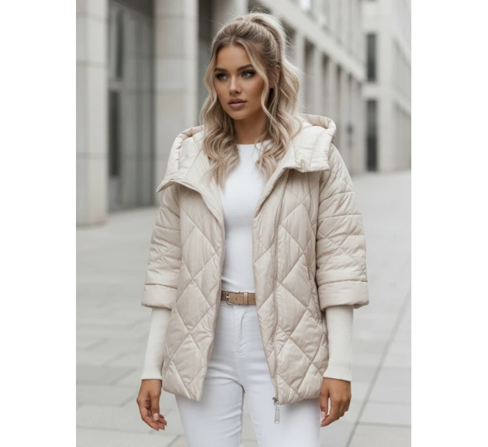 Dámská přechodná prošívaná bunda oversize light beige model 21986700 - Dstreet