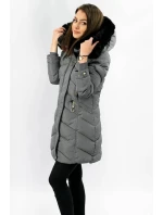 Šedá dámská prošívaná zimní bunda s kapucí (w732) Šedá dámská prošívaná zimní bunda s kapucí (w732)