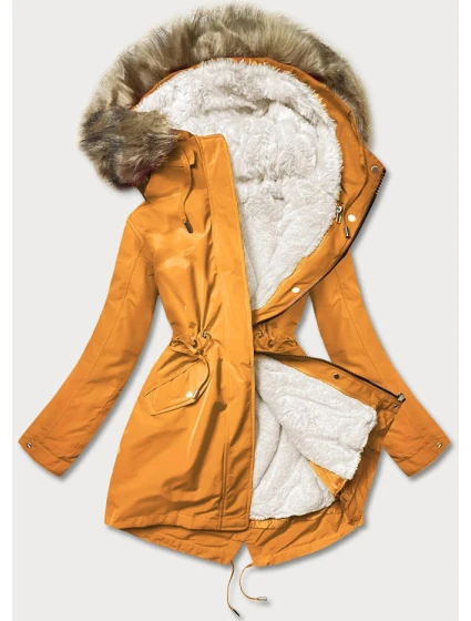 Žluto-ecru teplá dámská zimní bunda (w629) Žluto-ecru teplá dámská zimní bunda (w629)