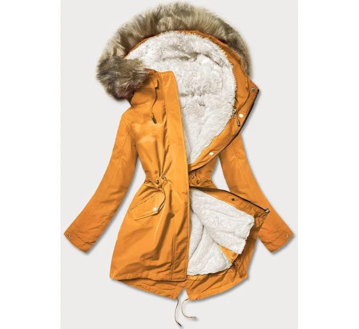 Žluto-ecru teplá dámská zimní bunda (w629) Žluto-ecru teplá dámská zimní bunda (w629)