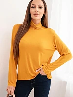Dámská viskózová blůza s rolákem a dlouhým rukávem hořčicová