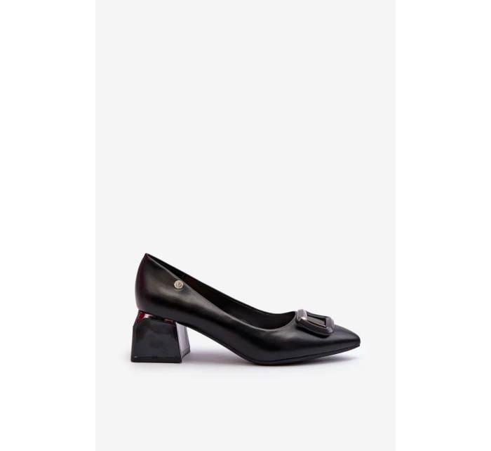 Lodičky Na Podpatku S S Ozdobou Z Černé model 21655391 - VINCEZA