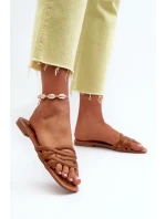 Dámské sandály z ekokože na ploché podrážce hnědé model 21657550 - Boto Dámské sandály z ekokože na ploché podrážce hnědé model 21657550 - Boto