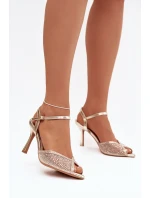 Dámské sandály na jehlovém podpatku s zlatým zdobením Peloria Dámské sandály na jehlovém podpatku s zlatým zdobením Peloria