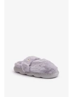 Futrzane Pantofle S Malou Broží Šedé Primaria