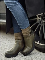 Dámské boty NOIRSTEP na podpatku zelené Dstreet ZY0525