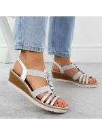 Dámské stříbrné sandály na podpatku s pásky model 21904798 - Remonte