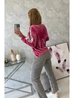 Velurová mikina s kapucí fuchsiová