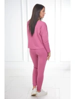 Souprava s oversize blůzou tmavě růžová
