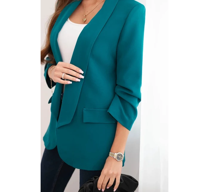 Dámská sako bez zapínání s podšívkou S/M mořská Dámská sako bez zapínání s podšívkou S/M mořská
