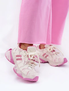 Dámské Kožené Tenisky model 21692727 Růžové - Goe