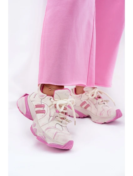 Dámské Kožené Tenisky model 21692727 Růžové - Goe