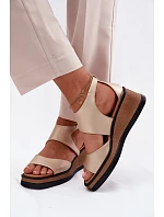 Kožené sandály na platformě Maciejka K7471-26 Zlaté