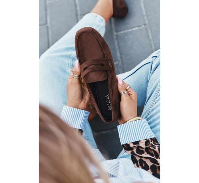 Dámské loafersy mokasíny s plochou podrážkou Roseline – tmavě hnědé Dámské loafersy mokasíny s plochou podrážkou Roseline – tmavě hnědé