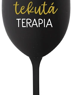 DEDKOVA TEKUTÁ TERAPIA - čierny pohár na víno 350 ml