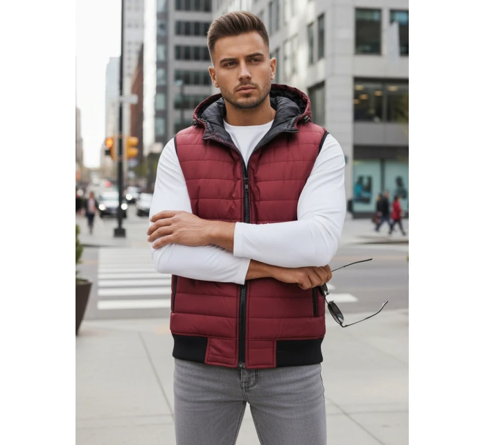 Vínová pánská vesta FashionStreet TX4238 Vínová pánská vesta FashionStreet TX4238