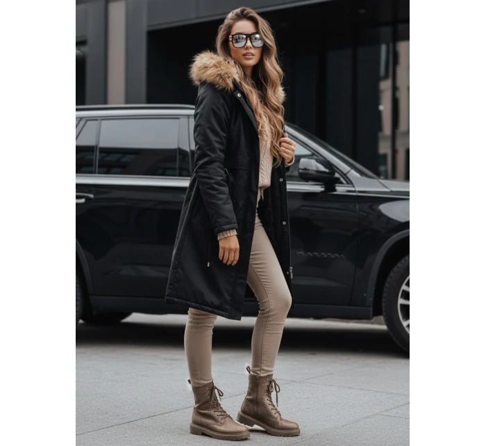 Dámská zimní bunda parka s kožešinou černá FashionStreet TY5115