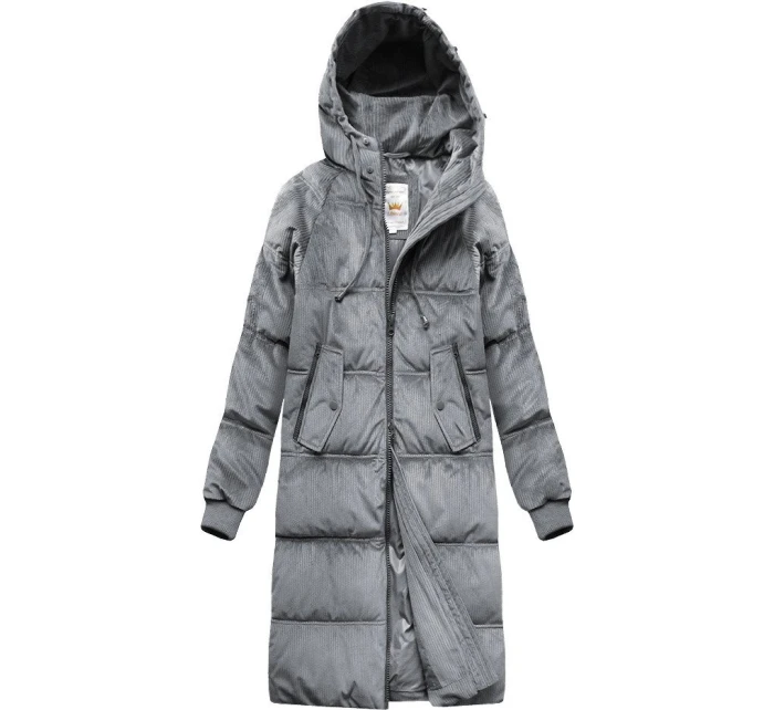 Šedá dámská zimní bunda s kapucí model 21773179 - Libland