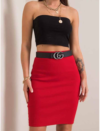 Červená dámská tužková žebrovaná sukně Rue Paris (4271-09)