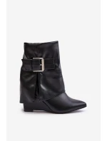 Boty Na Klínu S Svrškem A Přezkou Černé model 21679515 - Boto Boty Na Klínu S Svrškem A Přezkou Černé model 21679515 - Boto