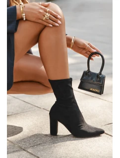 Dámské kotníkové boty na podpatku s proševy černé Rosivelle