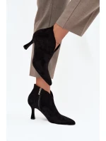 Nízké dámské kotníkové boty na jehlovém podpatku semiš černé model 21709922 - Boto Nízké dámské kotníkové boty na jehlovém podpatku semiš černé model 21709922 - Boto