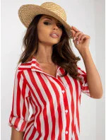 Dámská košile LK BZ model 21035365 Bílá s červenou - Lakerta Dámská košile LK BZ model 21035365 Bílá s červenou - Lakerta